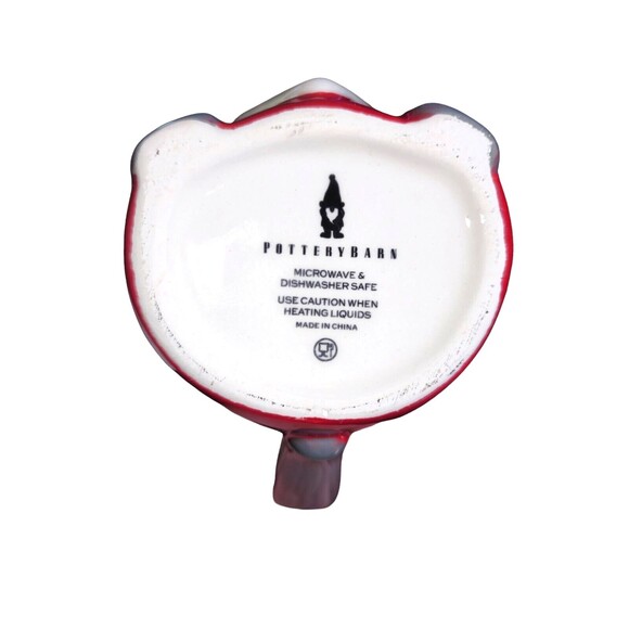 Pottery Barn Red White & Gray Ceramic Hooded Gonk Gnome Coffee Mug 5"X4.5"X3.5" - Picture 8 of 8